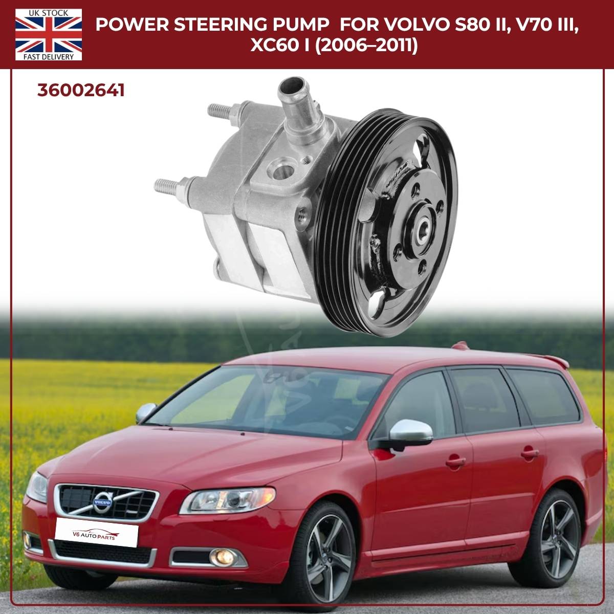 Power Steering Pump for Volvo S80 II, V70 III & XC60 I (2006–2011) – OE 36002641 / 31280320