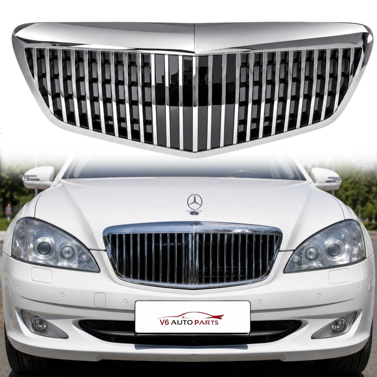 Front Radiator Chrome Grille – Mercedes-Benz S-Class W221 (2009–2013, S65 / S350 / Maybach)