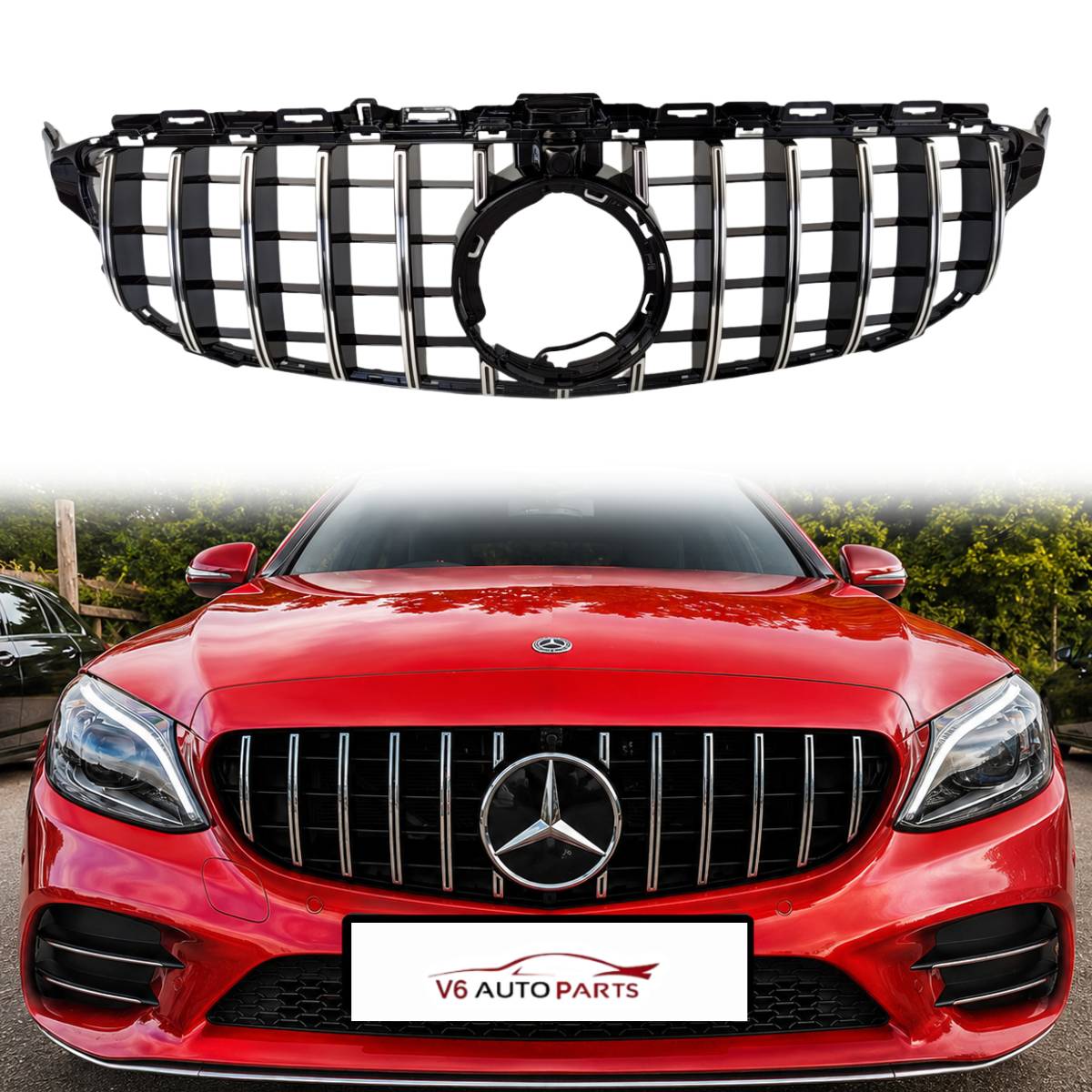 Mercedes‑Benz C‑Class C205 C300 GT Front Bumper Grille (2018‑2020) | AMG C43 Panamericana Style