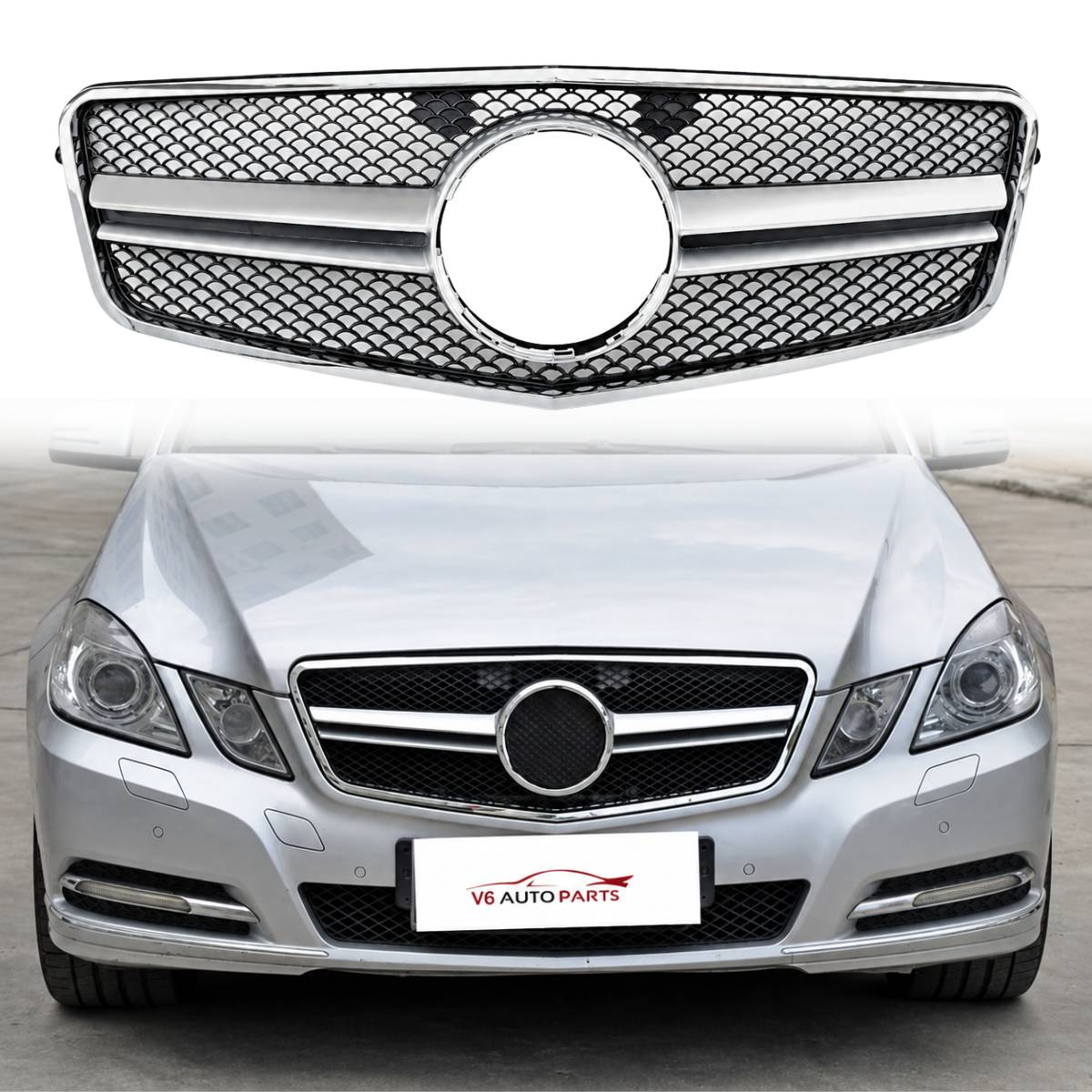 For Mercedes E‑Class W212 (2009–2013 Pre‑Facelift) E63 AMG Style Front Radiator Bumper Grille – Saloon & Estate