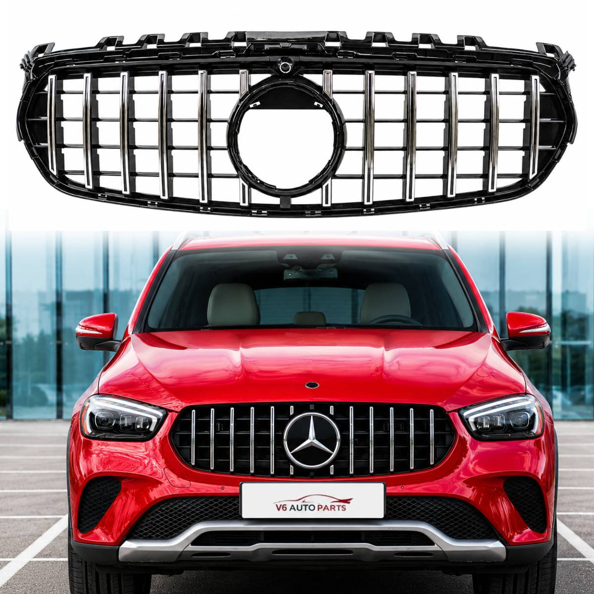 For Mercedes B-Class W247 B200 Compatible Front Bumper Chrome Grille 2018-2023 Panamericana