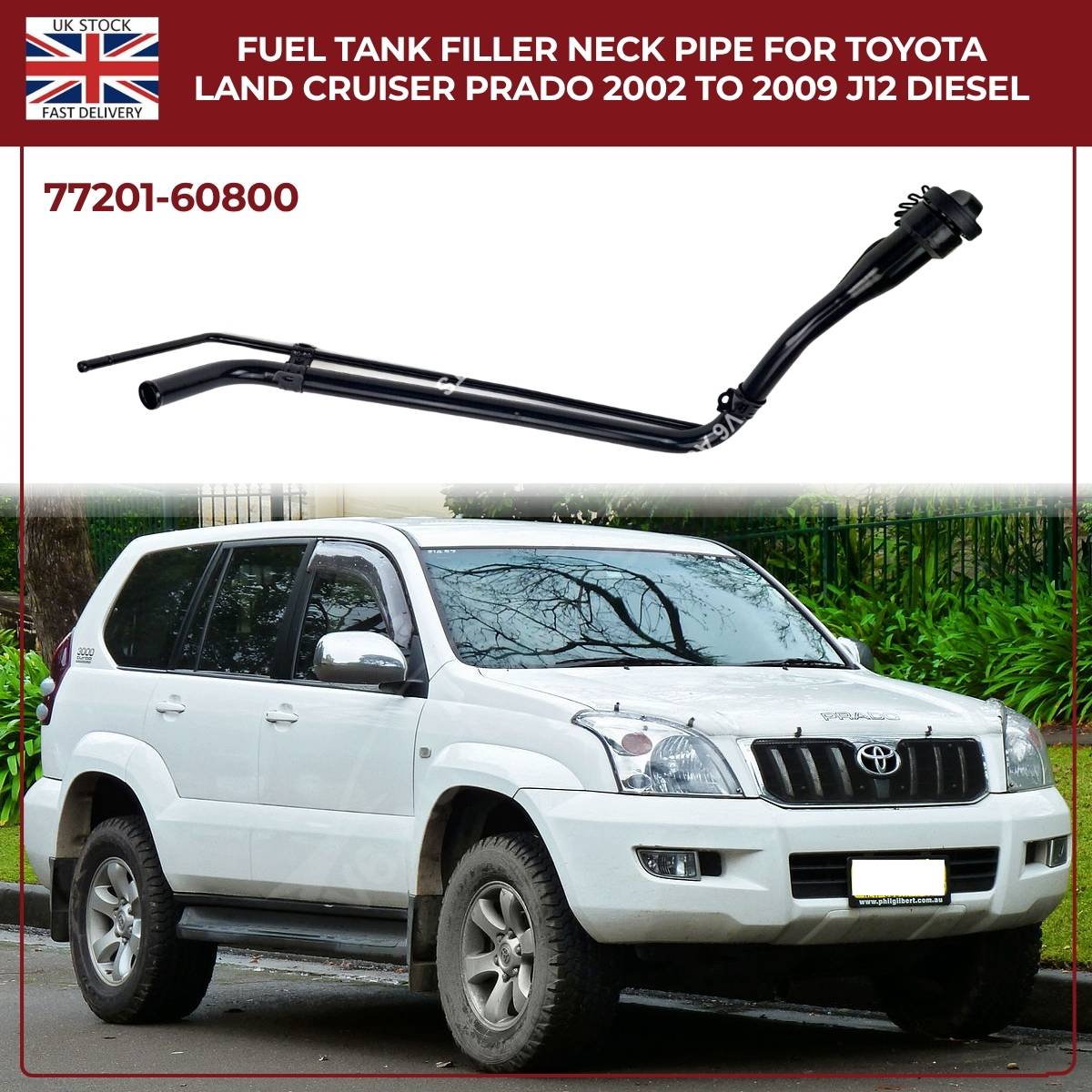 Fuel Tank Filler Neck Pipe For Toyota Land Cruiser Prado J120 3.0 D-4D Diesel (2002–2009) Replacement Part 77201-60800
