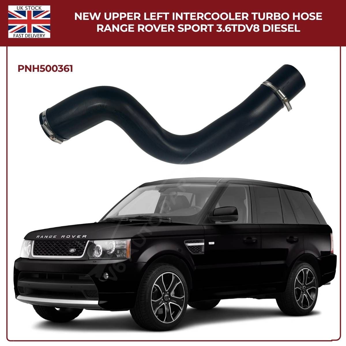 Range Rover Sport 3.6 TDV8 Intercooler Turbo Hose – Upper Left (PNH500361, Diesel OE Replacement)