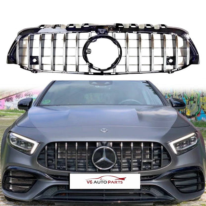 Mercedes‑Benz A‑Class W177/V177  Chrome Slats  GT Panamericana Front Radiator Grille – Fits A180, A200 (2018‑2023, Facelift, AMG Line)