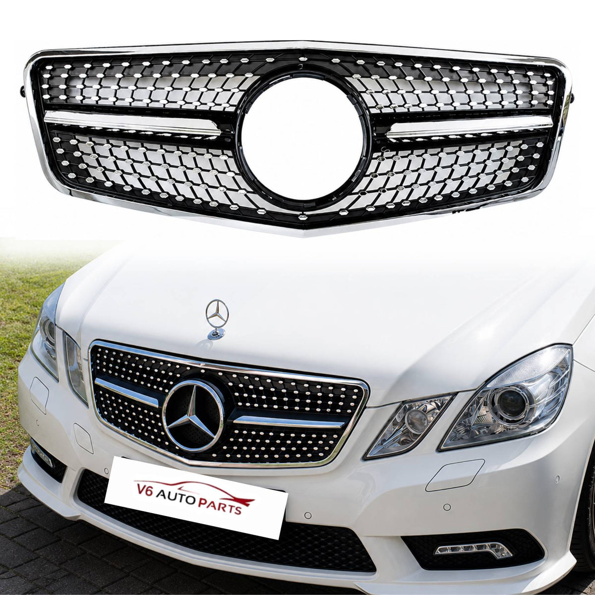 Mercedes-Benz E-Class S212 (2009–2013) Front Bumper Diamond Grille – E63 AMG Style – Fits E200 to E400
