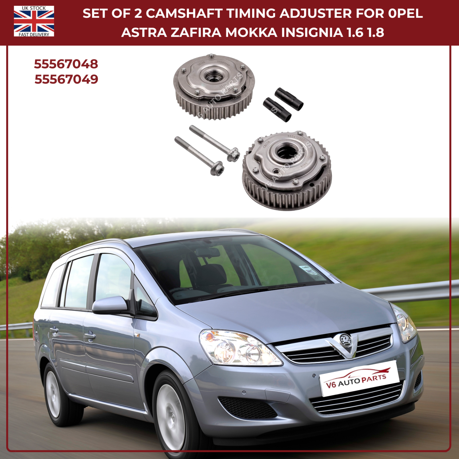 2 x Camshaft Exhaust Adjuster Timing Gear For Vauxhall Zafira MK III  2011-2019