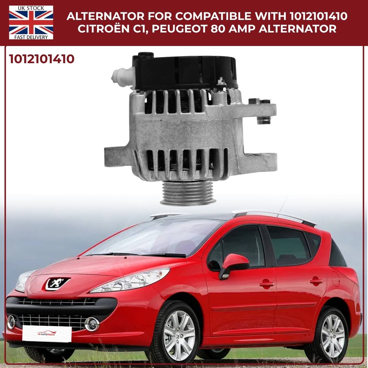 80A Alternator Fits Peugeot 107 1.0 2005‑2016 · Ref 102211‑8731 / DAN1035 / 0986049960 / DRA0248