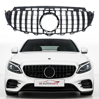 Front Bumper Gloss Black GT Style Grille – Fits Mercedes-Benz E-Class S213 E200 Avantgarde (2016–2021 AMG Look)