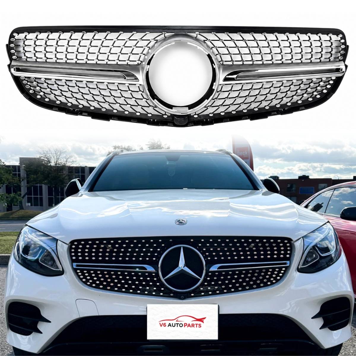 Frontstoßstangengrill für Mercedes 2015–2019 GLC-Klasse X253 GLC300 GLC350 Diamond 