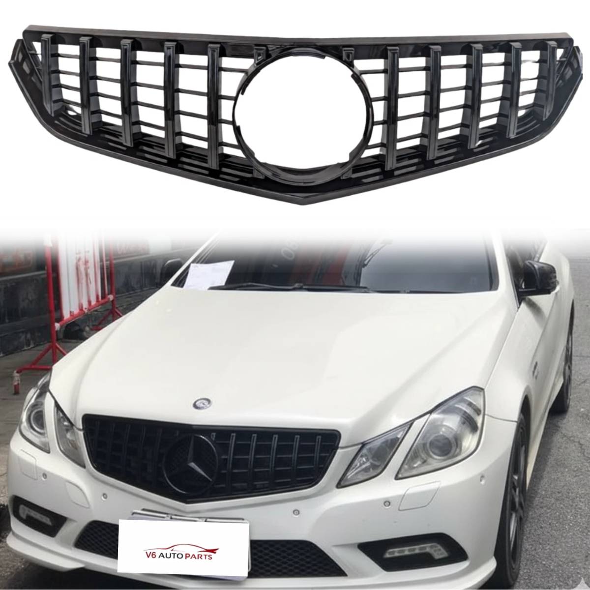 GT Design Front Radiator Grille – Mercedes-Benz E-Class W207 (2009–2013) | Fits E200, E220CDI, E500 | AMG Style Black Slats