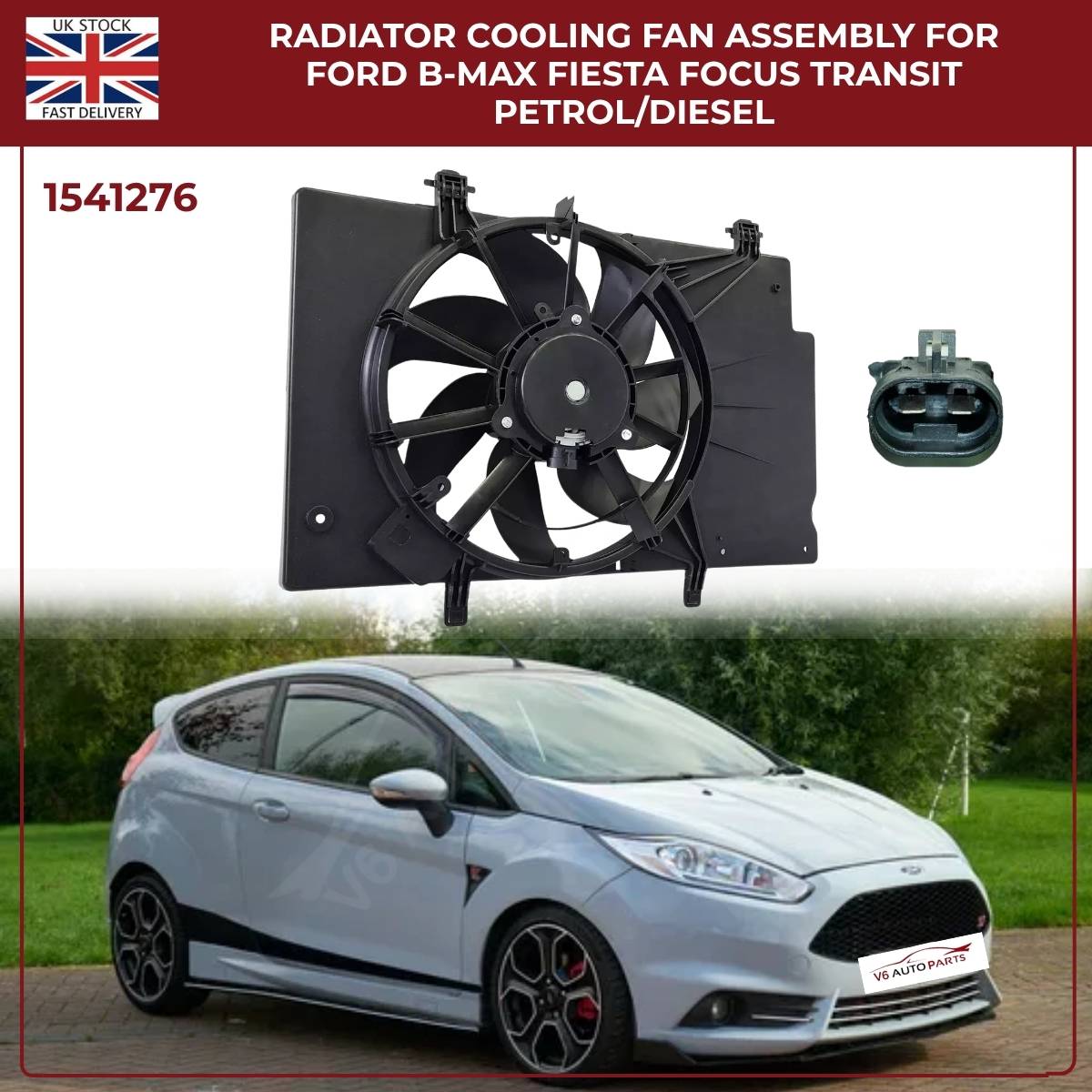 Radiator Cooling Fan Assembly – Ford B‑MAX, Fiesta, Focus, Transit (Petrol/Diesel)