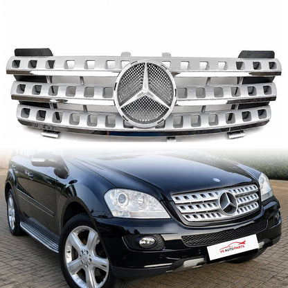 Front Bumper Chrome Grille – Mercedes M-Class W164 (2005–2008) ML500 ML550