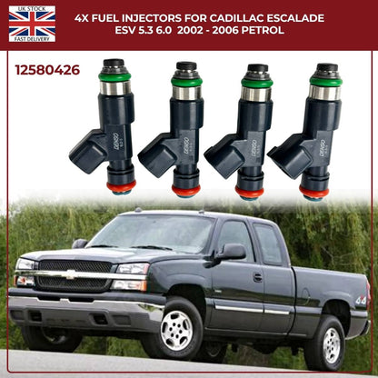 4× Fuel Injectors 12580426 – Fits 2002–2006 Cadillac Escalade ESV 5.3L & 6.0L Petrol Flex Fuel