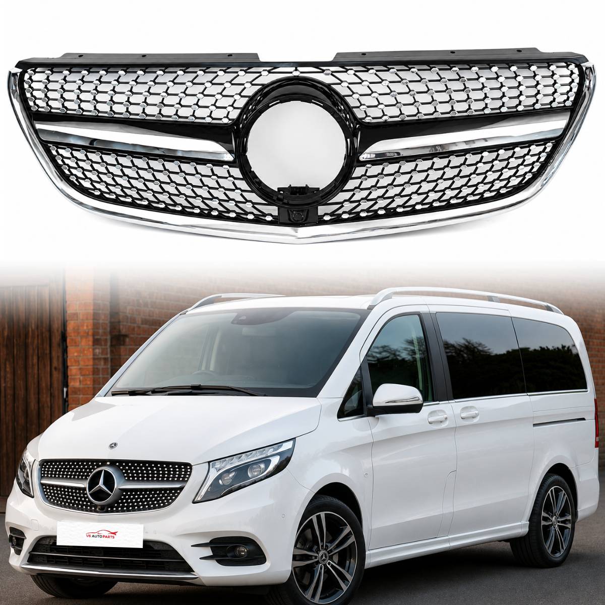 For Mercedes Vito Taxi W447 111 CDI Black Diamond Front Grille (2014–2023)