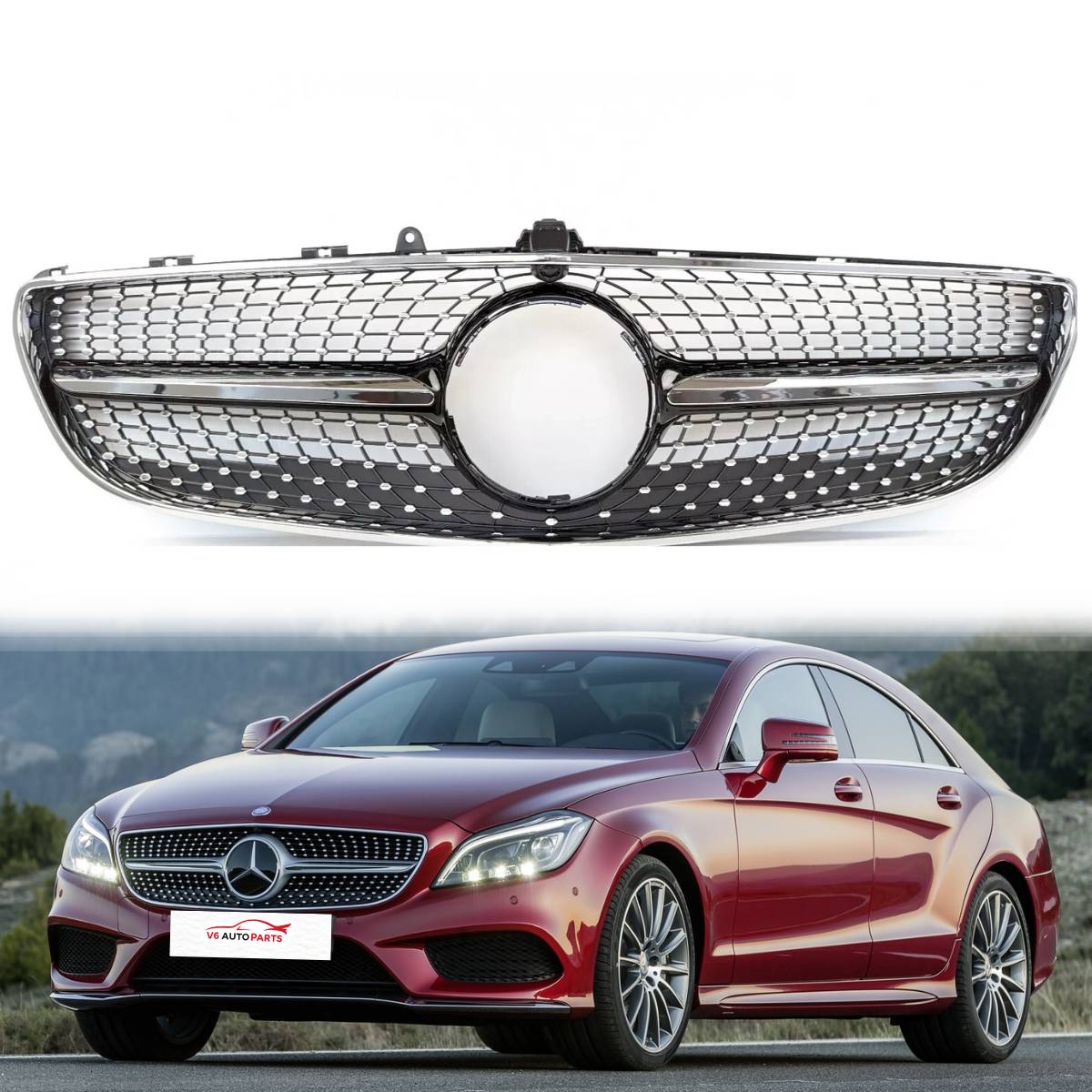 For Mercedes CLS C218 Coupe Facelift Front Bumper Honeycomb Grille – Fits CLS53 & CLS400 (2014–2018)