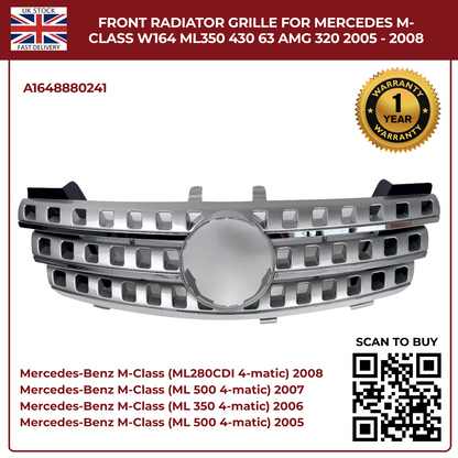 Front Radiator 7-Hole Chrome Grille – Mercedes-Benz M-Class W164 (2005–2008)
