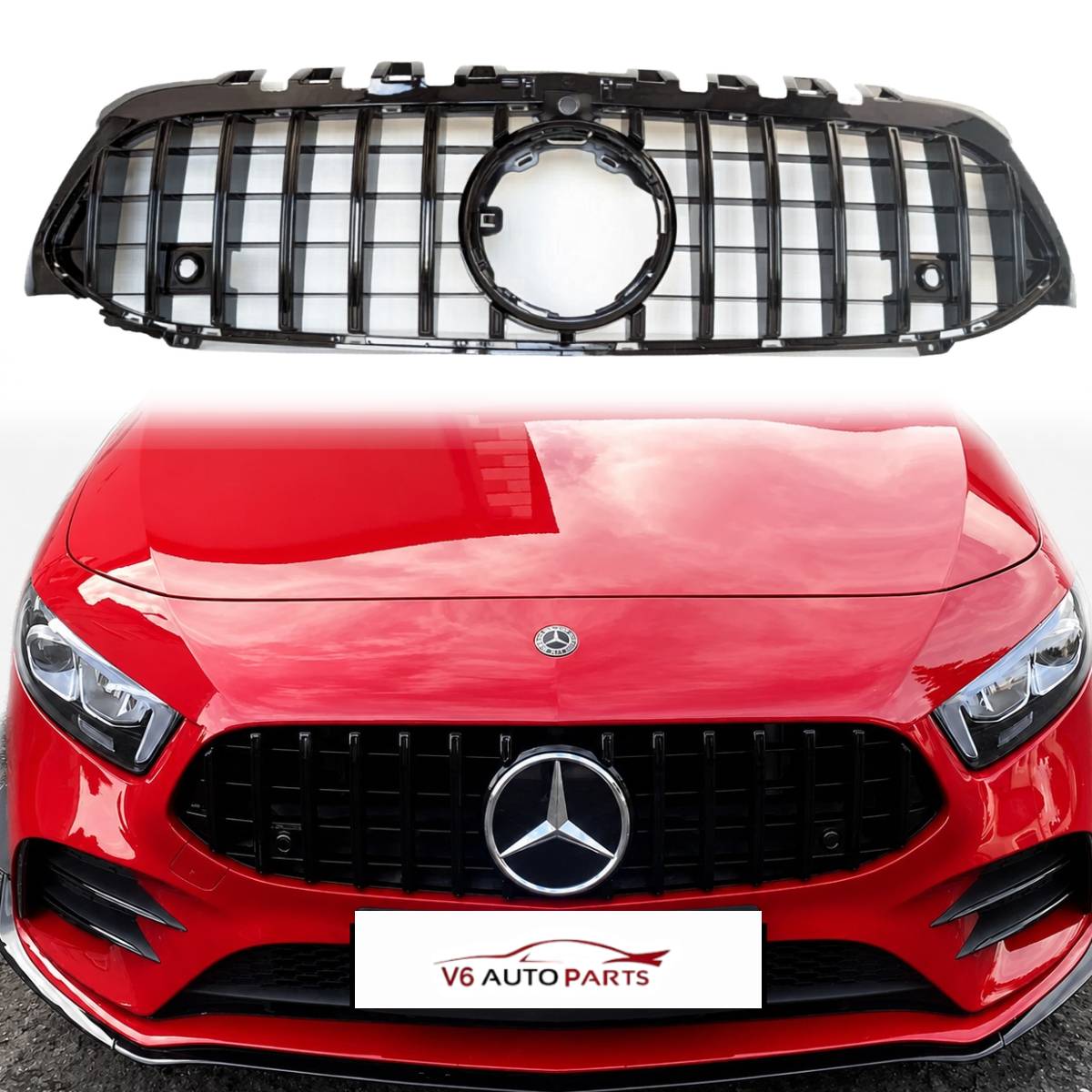 For Mercedes-Benz A-Class W177/V177 GT Panamericana Front Radiator Grille – Gloss Black (A200, A250, AMG A35, 2018–2023)