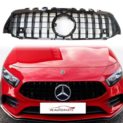 For Mercedes-Benz A-Class W177/V177 GT Panamericana Front Radiator Grille – Gloss Black (A200, A250, AMG A35, 2018–2023)