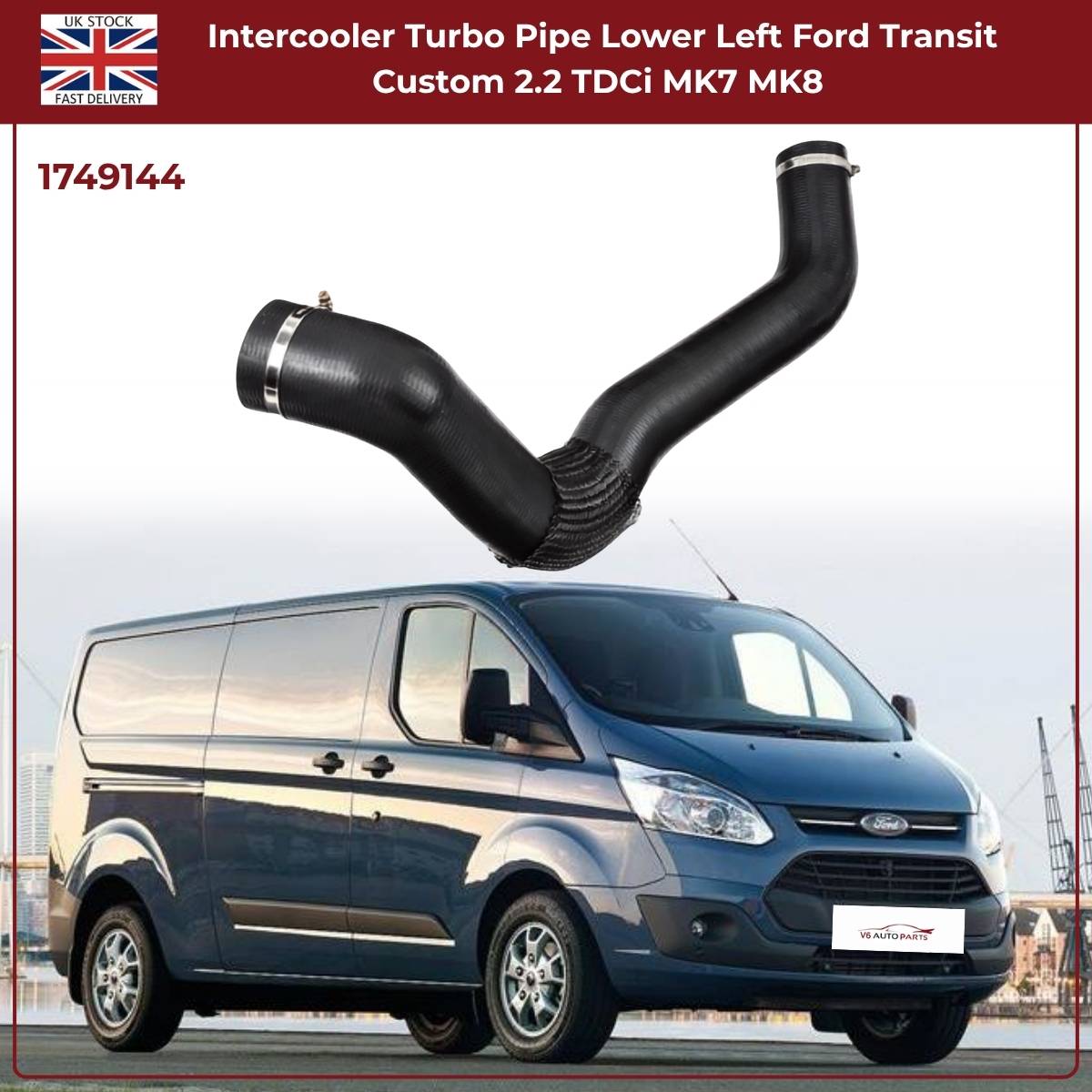 Ford Transit / Custom Intercooler Turbo Hose Pipe – Lower Left | 2.2 TDCi Mk7 Mk8 (2011–2018) | OEM Ref 1749144
