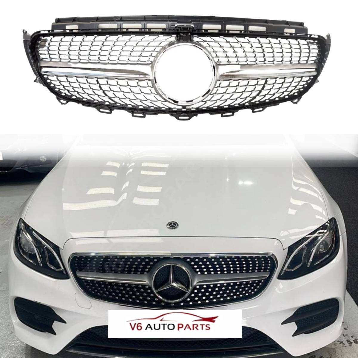 For Mercedes-Benz E-Class W213/W238 Front Bumper Diamond Grille (2016–2021 | E200, E220, E300, E400, E43, E53 | Cabrio & Saloon)
