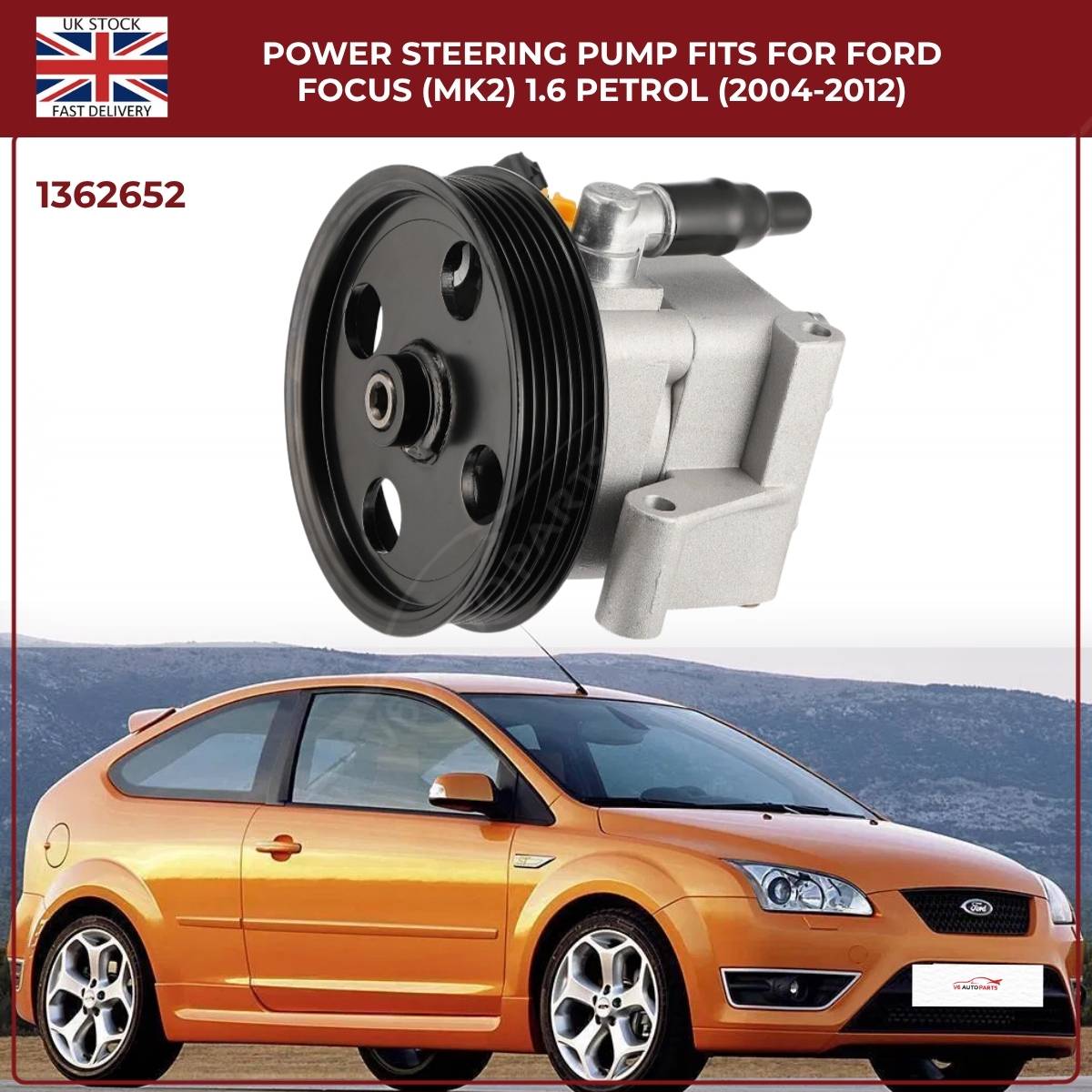 Power Steering Pump – Fits Ford Focus Mk2 1.6 Petrol (2004–2012) | OEM 4M513A696AD