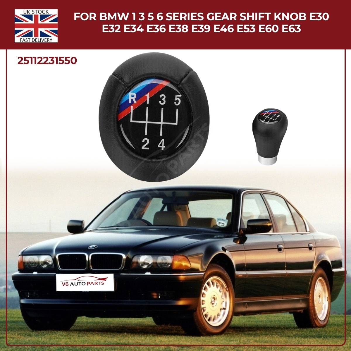 Black 5 Speed Gear Shift Knob – BMW 1 3 5 6 Series E30‑E39