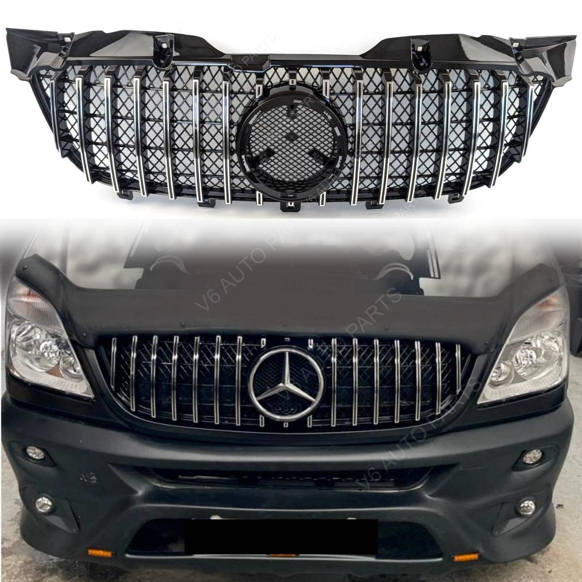 Front Radiator Grille Silver Chrome – Mercedes Sprinter W906 MK2 Pre‑Facelift 2009‑2013
