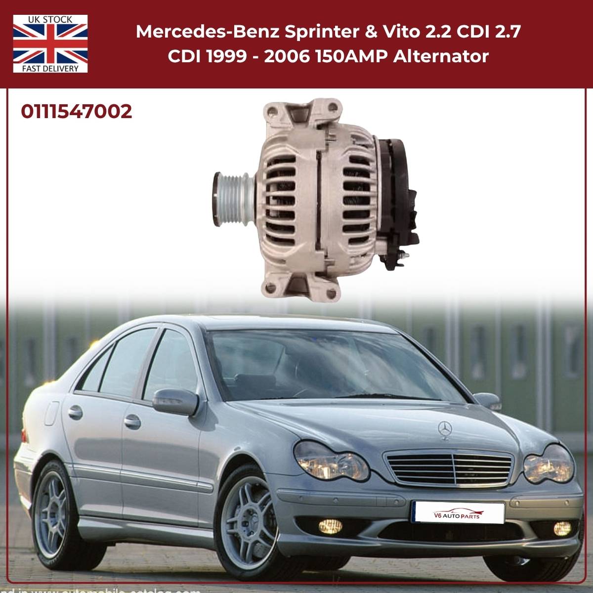 150AMP Alternator for Mercedes-Benz Sprinter & Vito (1999–2006, 2.2 CDI / 2.7 CDI)