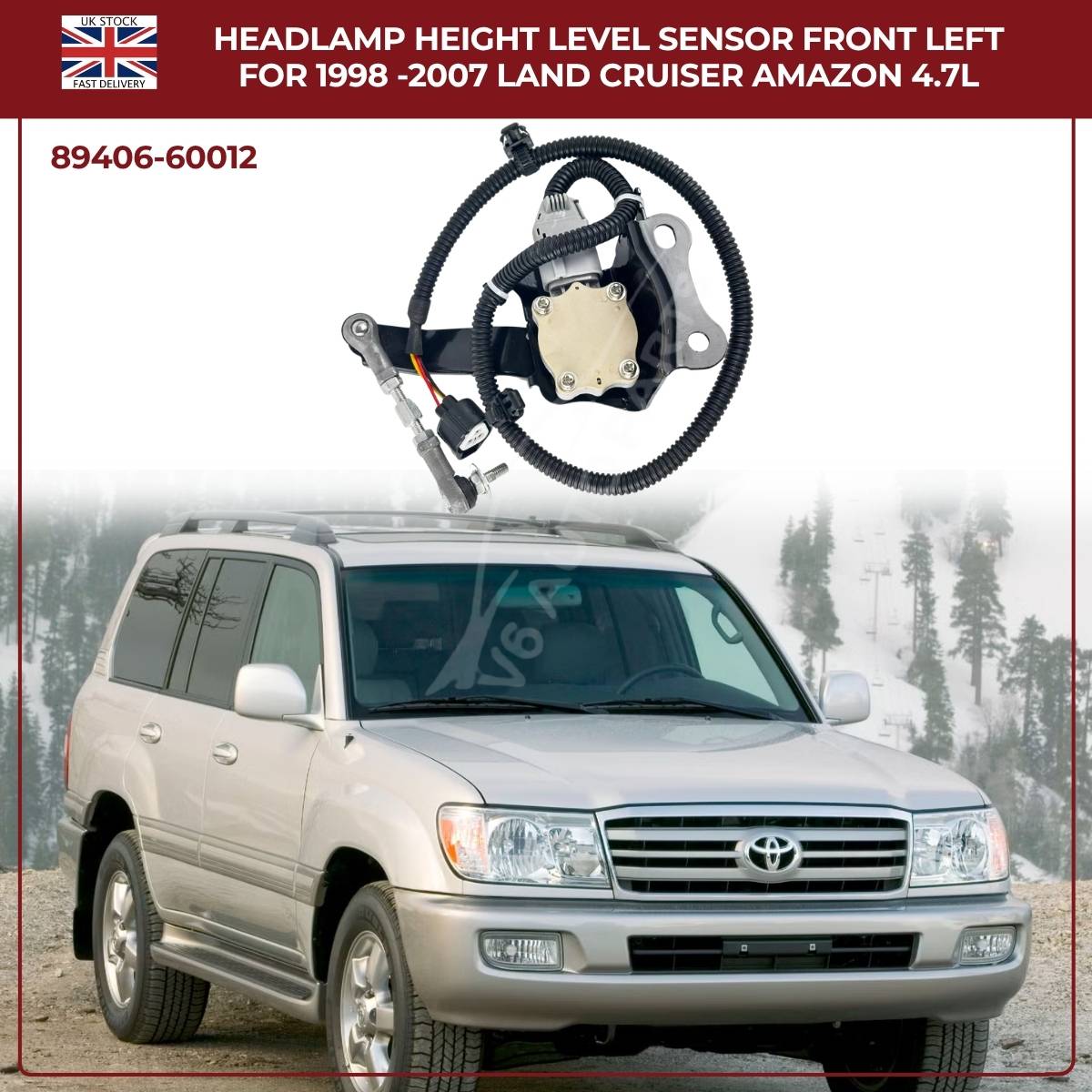 Headlamp Height Level Sensor – Front Left (89406‑60012) | Toyota Land Cruiser Amazon 4.7L (1998–2007)