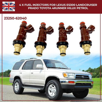 4 x Fuel Injectors For Lexus ES300 Landcruiser Prado Toyota 4Runner Hilux Petrol