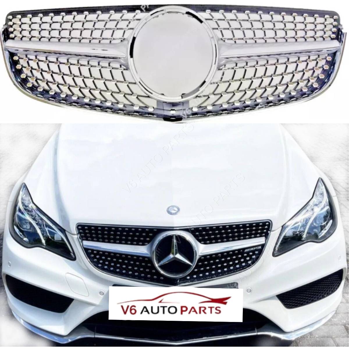 For Mercedes‑Benz E‑Class W207 (2013‑2016) Front Radiator Diamond AMG Style Grille – Fits E300, E350, E550 Coupe & Convertible
