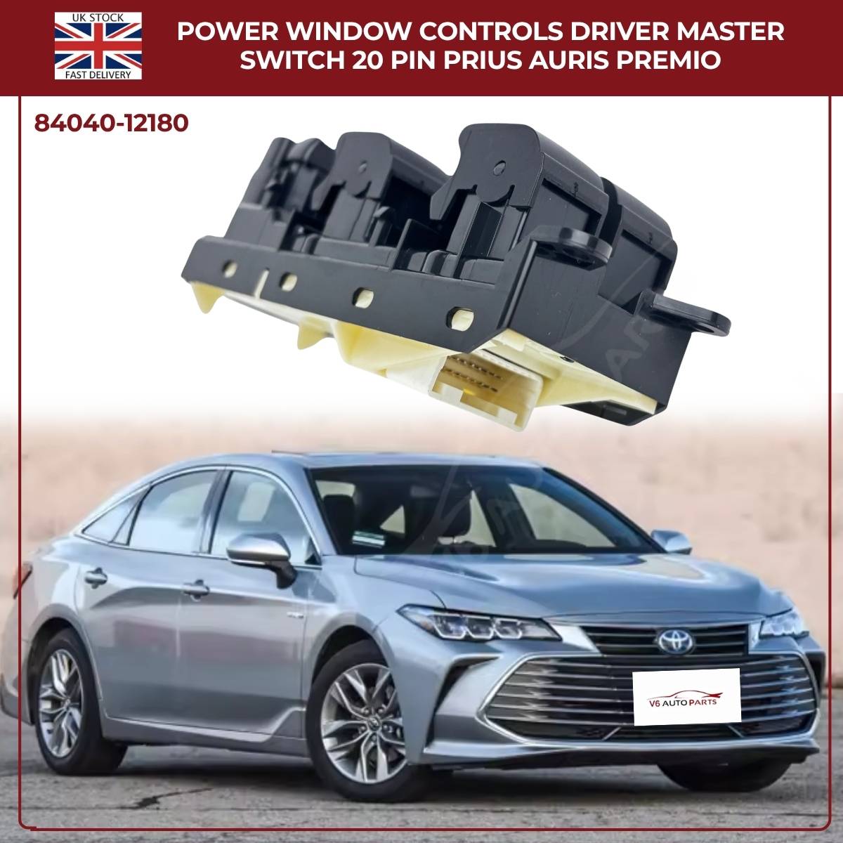 Toyota Lexus Driver Master Power Window Switch – Lock Control Buttons (OEM 84040‑12180, CT200h Prius Corolla)