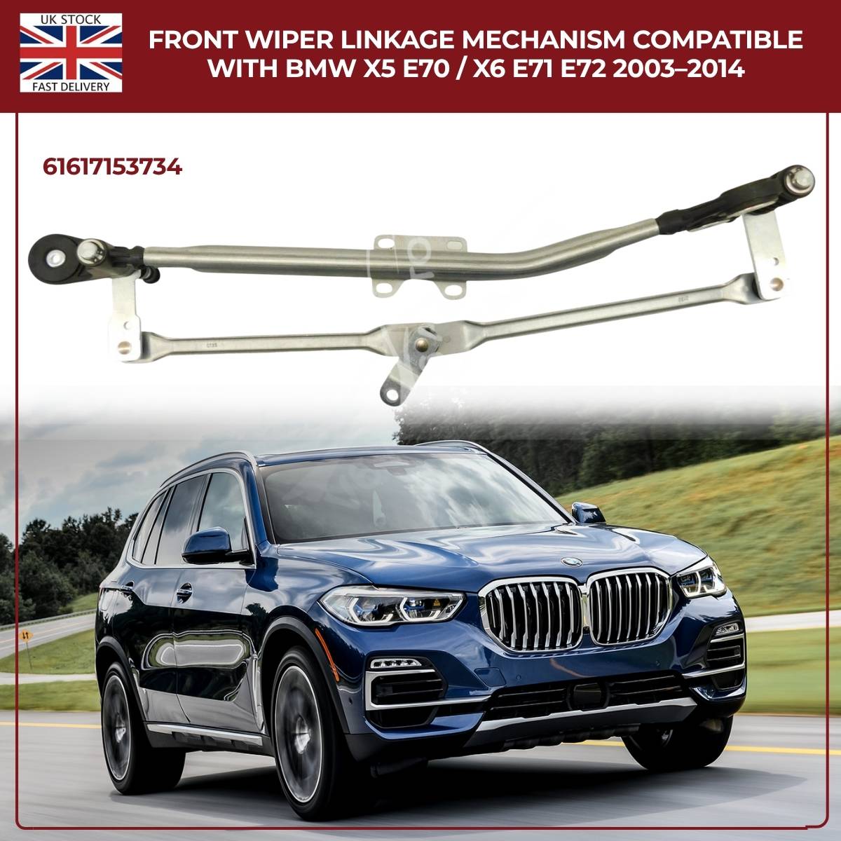 Front Windscreen Wiper Linkage Assembly  For BMW X5 E70 (2007–2013) / X6 E71 E72 (2008–2014)– RHD, OE Quality Replacement