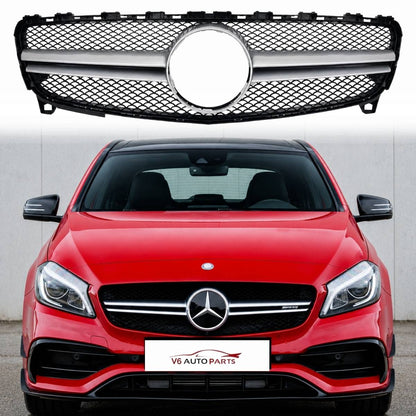 Mercedes-Benz A-Class W176 (2015–2018) Front Bumper Chrome AMG Grille – Fits A160, A200, A45 Facelift