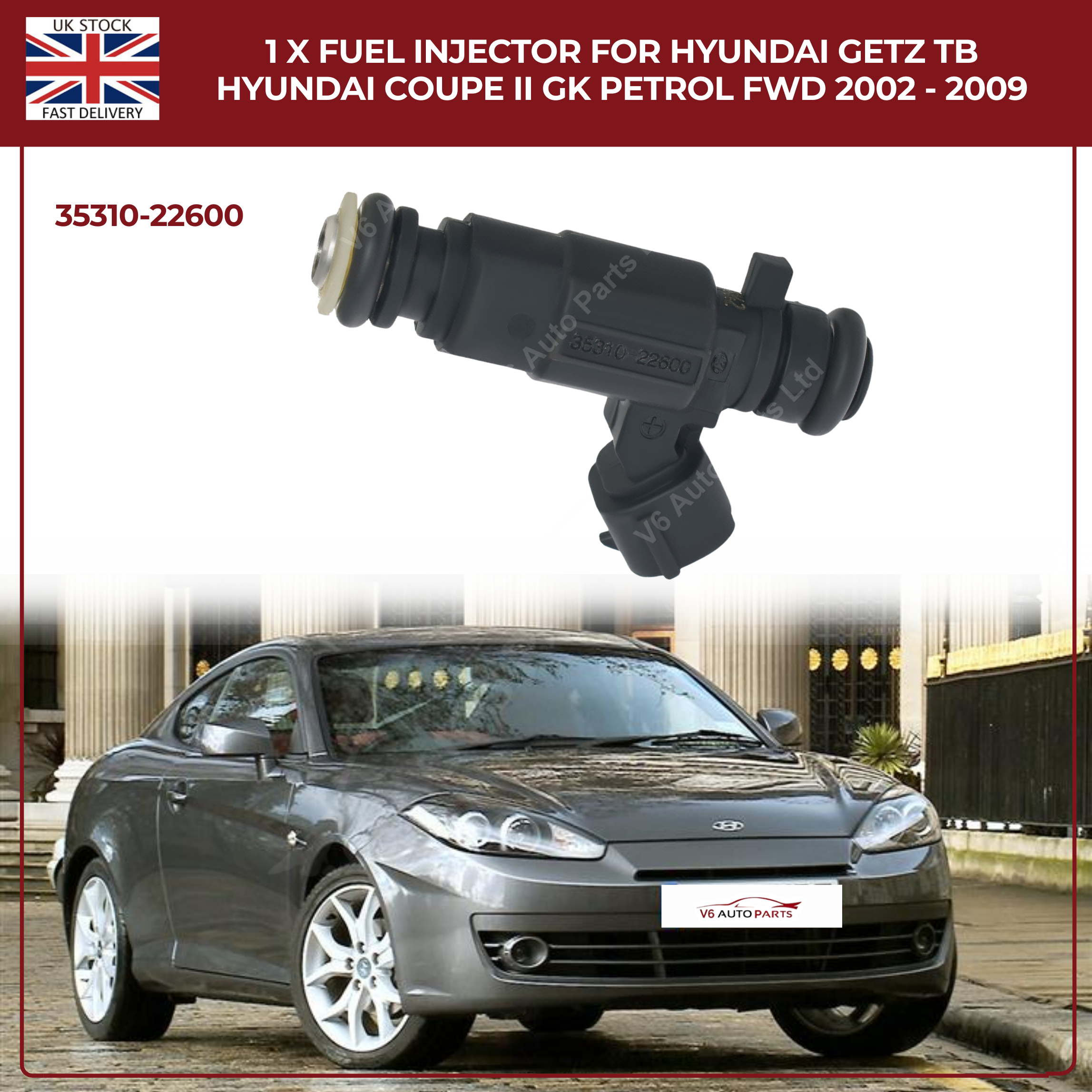 1 x Fuel Injector For 2002 - 2009 Hyundai Getz TB Hyundai Coupe II GK Petrol FWD
