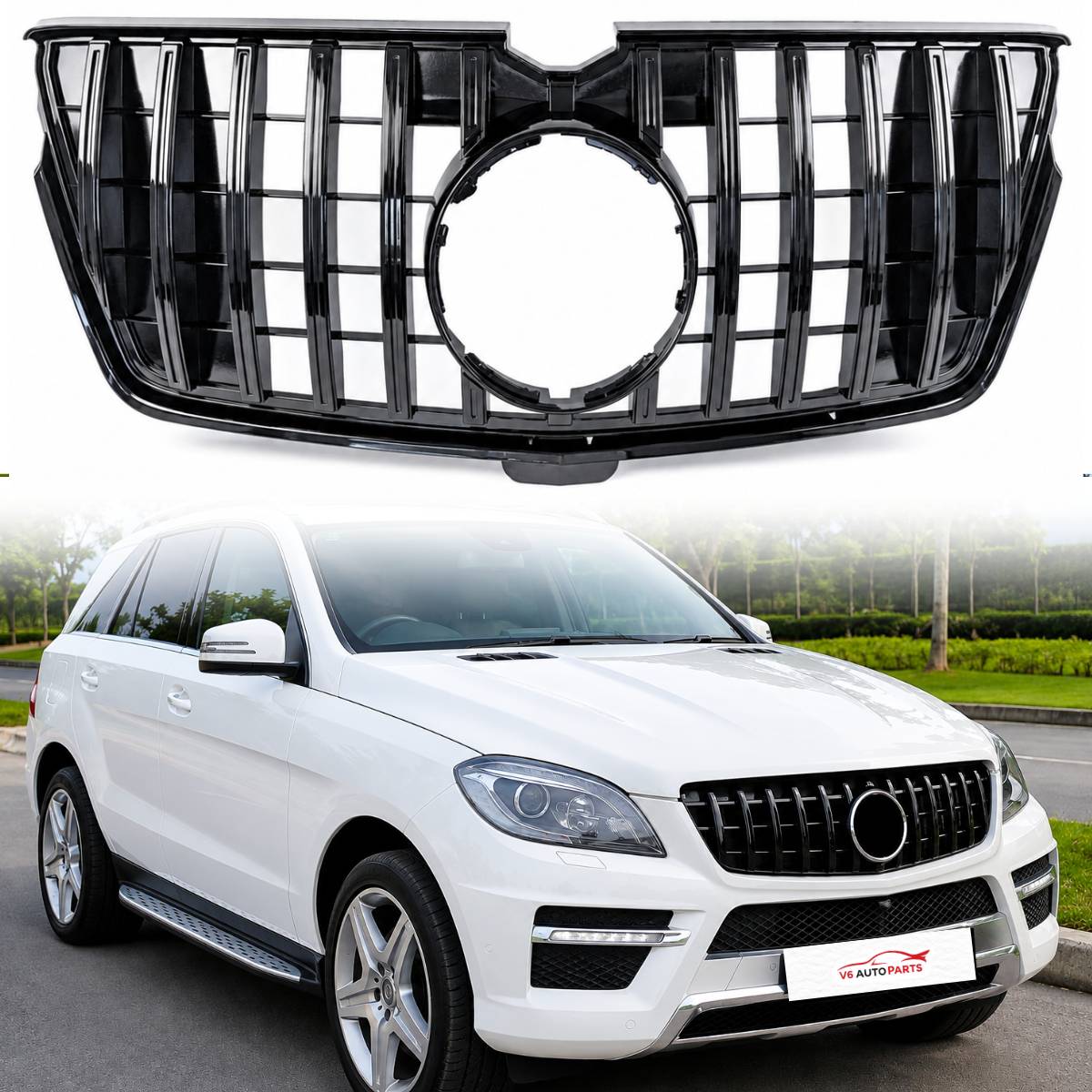 For Mercedes-Benz GL-Class X164 Front Bumper GT Panamericana Grille – Gloss Black (2009–2013)