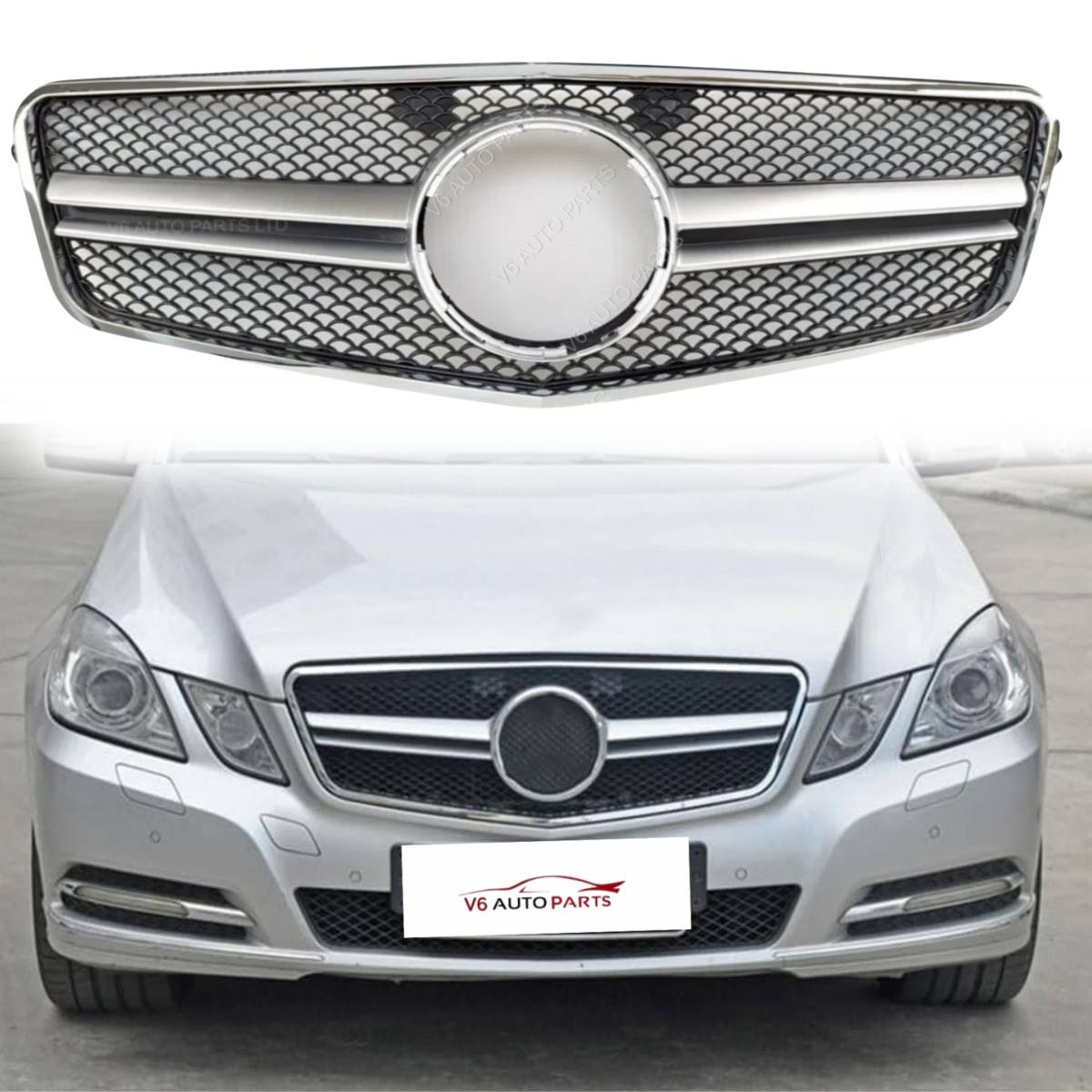 For Mercedes E‑Class W212 (2009–2013 Pre‑Facelift) E63 AMG Style Front Radiator Bumper Grille – Saloon & Estate
