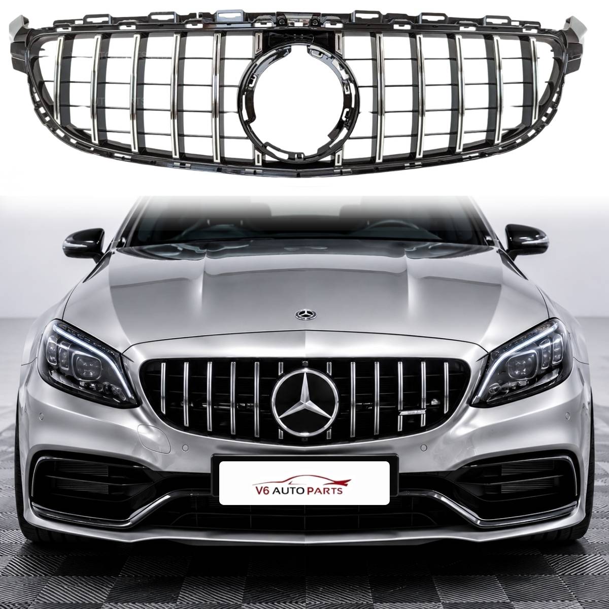 Frontstoßstangengrill für Mercedes C-Klasse C205 200 C63 300 AMG GT 2018 bis 2020 