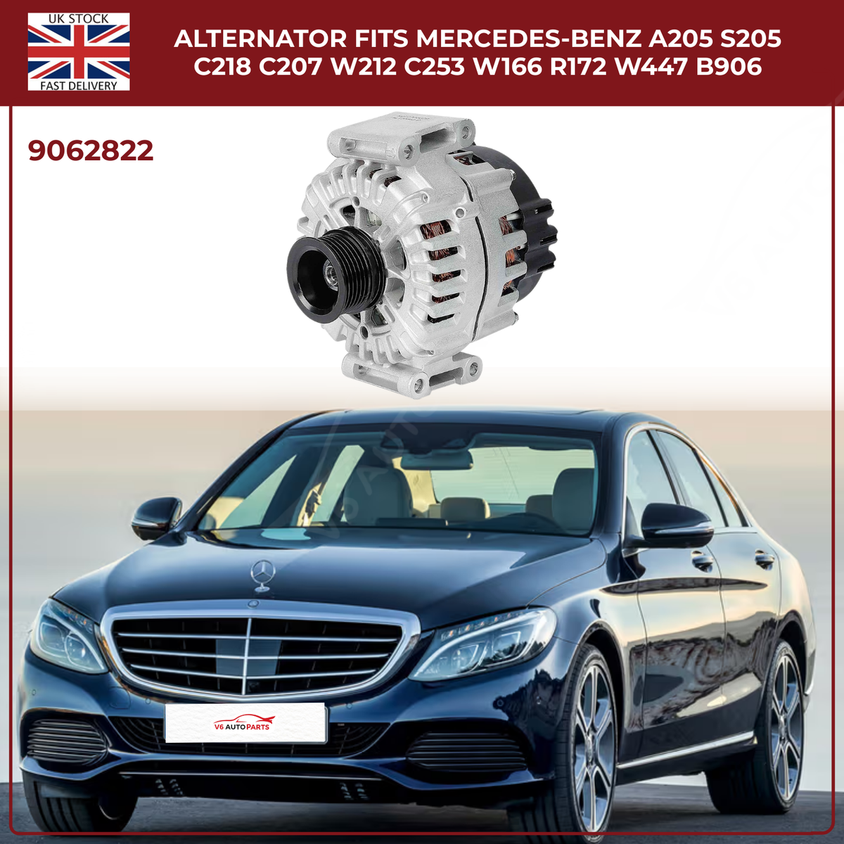 Mercedes-Benz Alternator 14V 200A – Fits A205 S205 C218 C207 W212 C253 W166 X204 W447 B906 (OEM 9062822)