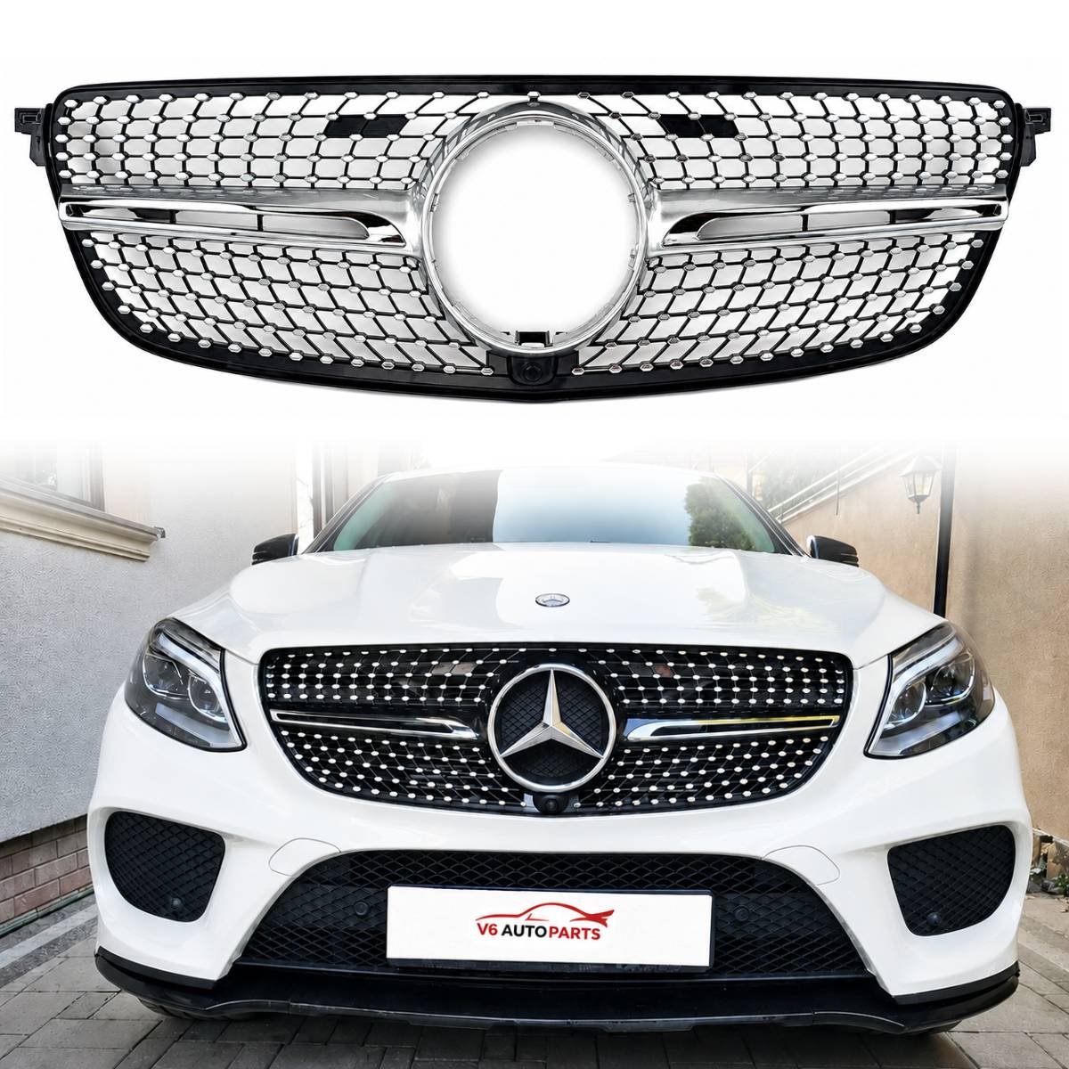 For Mercedes GLE-Class X292 GLE500 GLE400 Compatible Front Bumper Grille Coupe Facelift 2015-2018