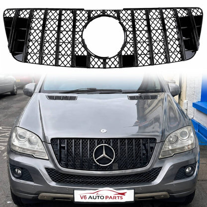 For Mercedes M-Class W164 Front GT Grille – Gloss Black (ML320/ML350/ML550, 2009–2012)