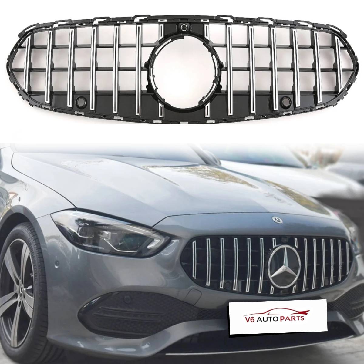 For Mercedes-Benz C-Class W206 (2020–2023) Panamericana GT Front Radiator Chrome Grille – C220 Compatible