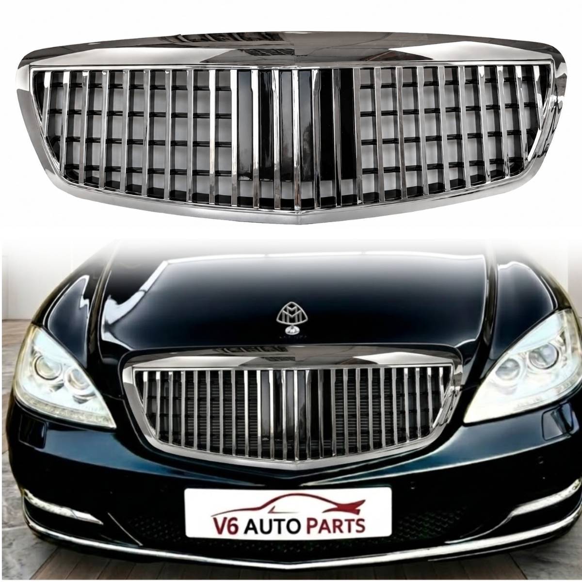 VORDERER STOßSTANGE MITTIGER CHROMGRILL FÜR 2005 bis 2009 Mercedes-Benz W221 S-KLASSE S63 AMG MAYBACH S300