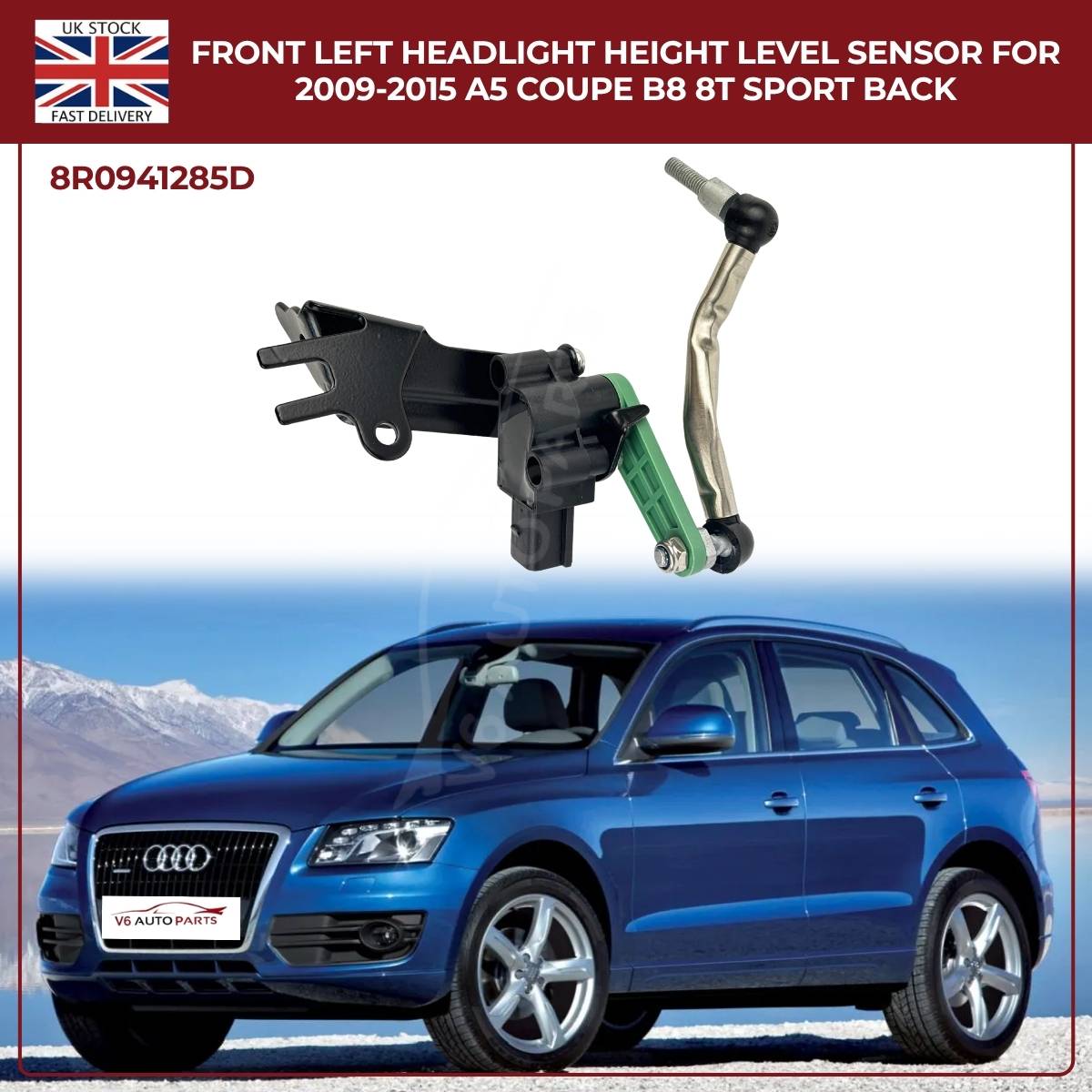 Front Left Headlight Level Sensor for Audi A4 / Q5 (2009–2015) – OEM 8R0941285E