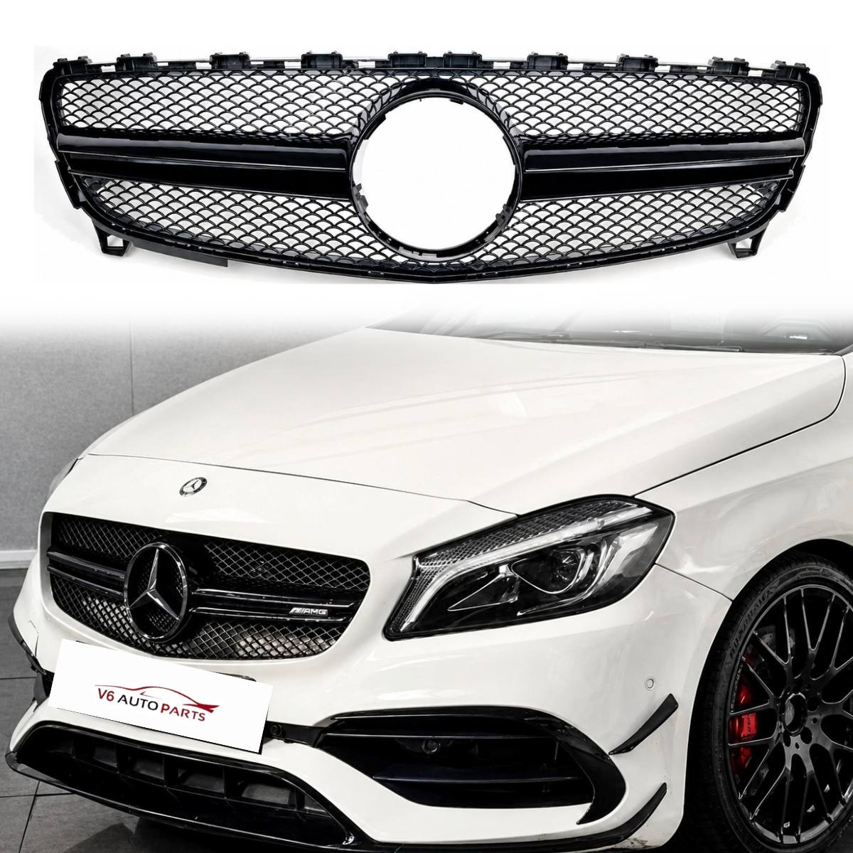 For Mercedes A-Class W176 A160 A220 A320 Replacement Front Radiator Black Grille AMG 2015-18