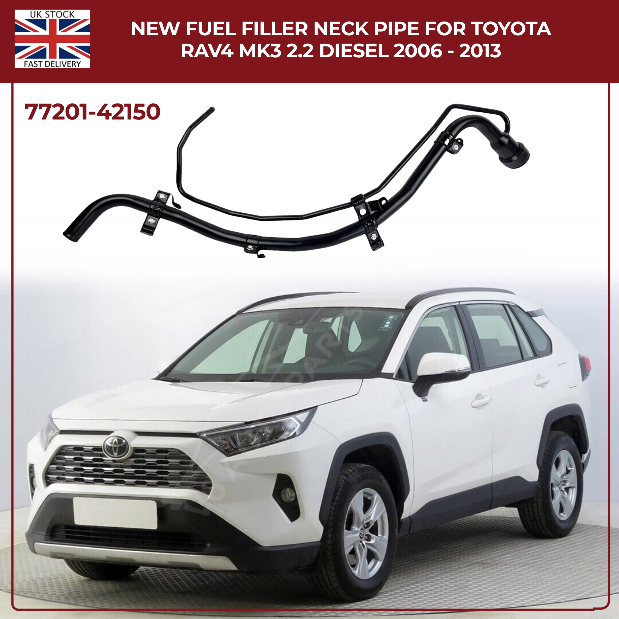 Fuel Tank Filler Neck Pipe For  Toyota RAV4 MK3 (2006–2013) 2.2 D-4D Diesel SUV | Part #77201-42150