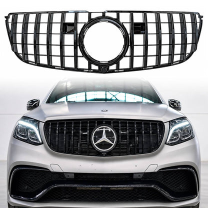 Front Bumper Gloss Black GT Grille – Mercedes GLS-Class X166 (2016–2019 AMG Distronic Style)