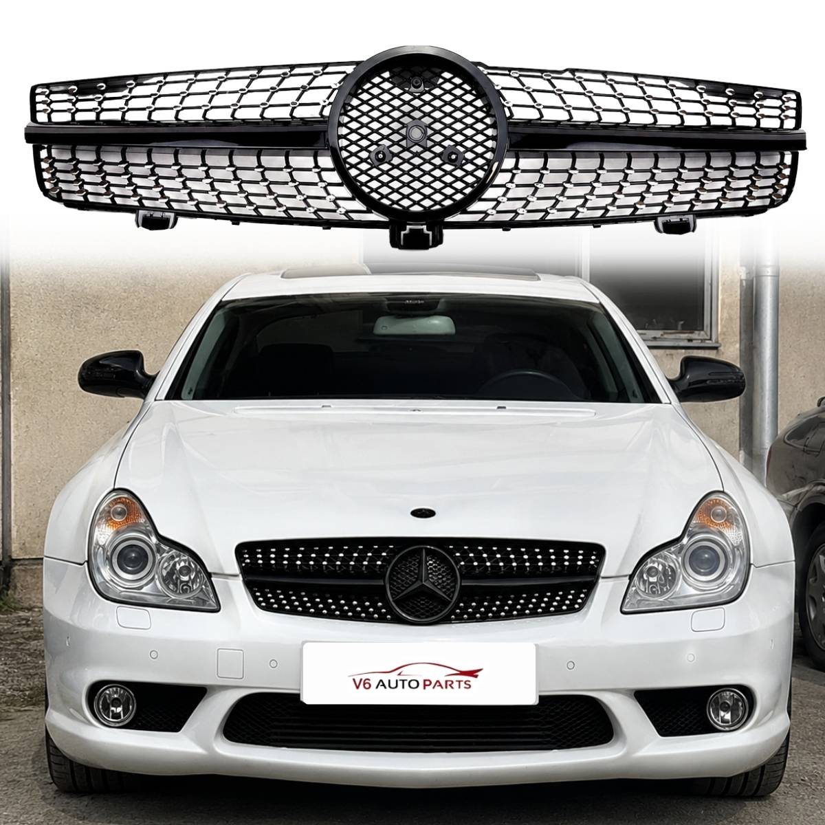 Mercedes‑Benz CLS‑Class W219 (2008‑2010) Diamond Black Front Radiator Grille – Fits CLS500, CLS280, AMG Facelift Models
