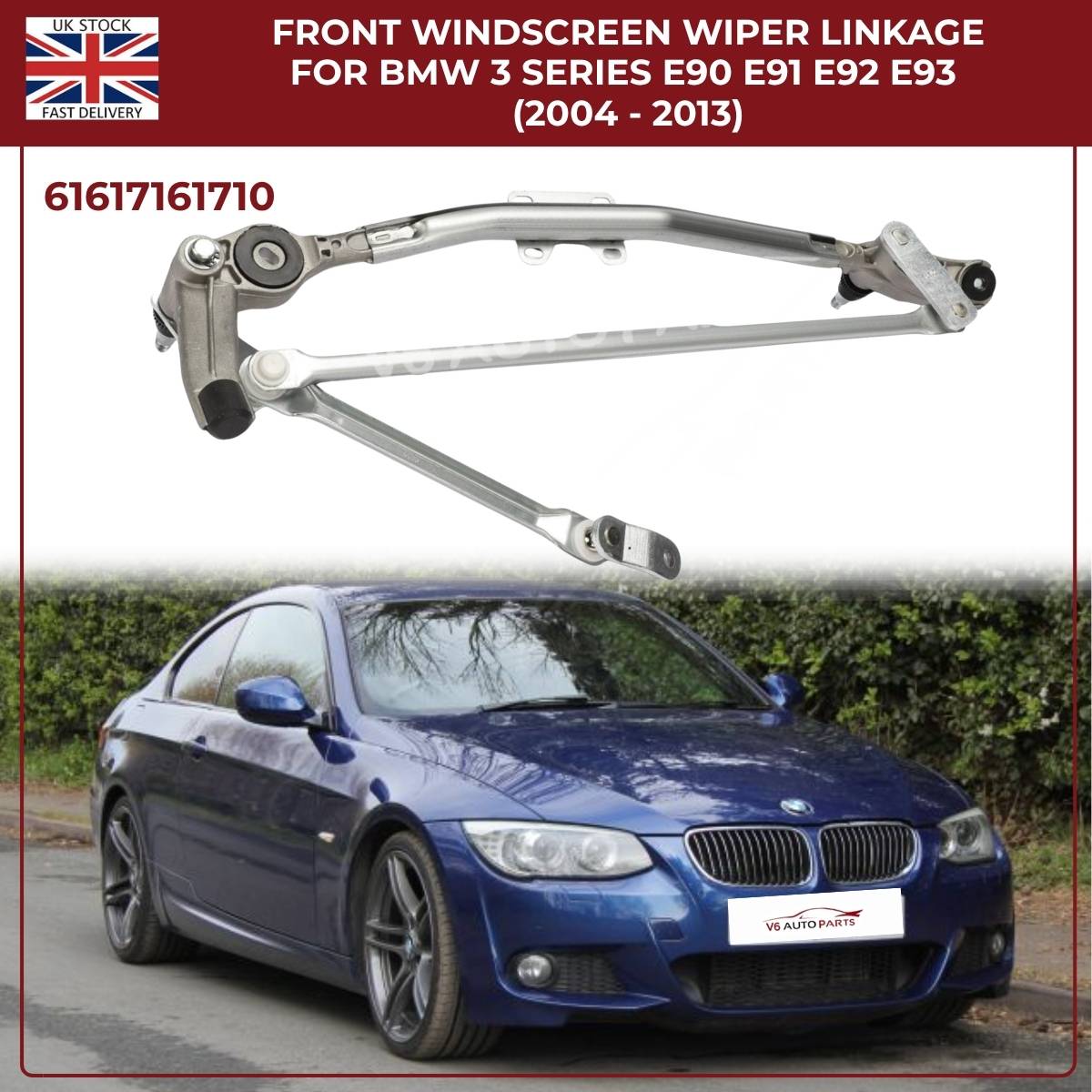 Front Windshield Wiper Linkage For BMW 3 Series E90 E91 E92 E93 | OE 61617161710 | 2004–2011 Replacement Part