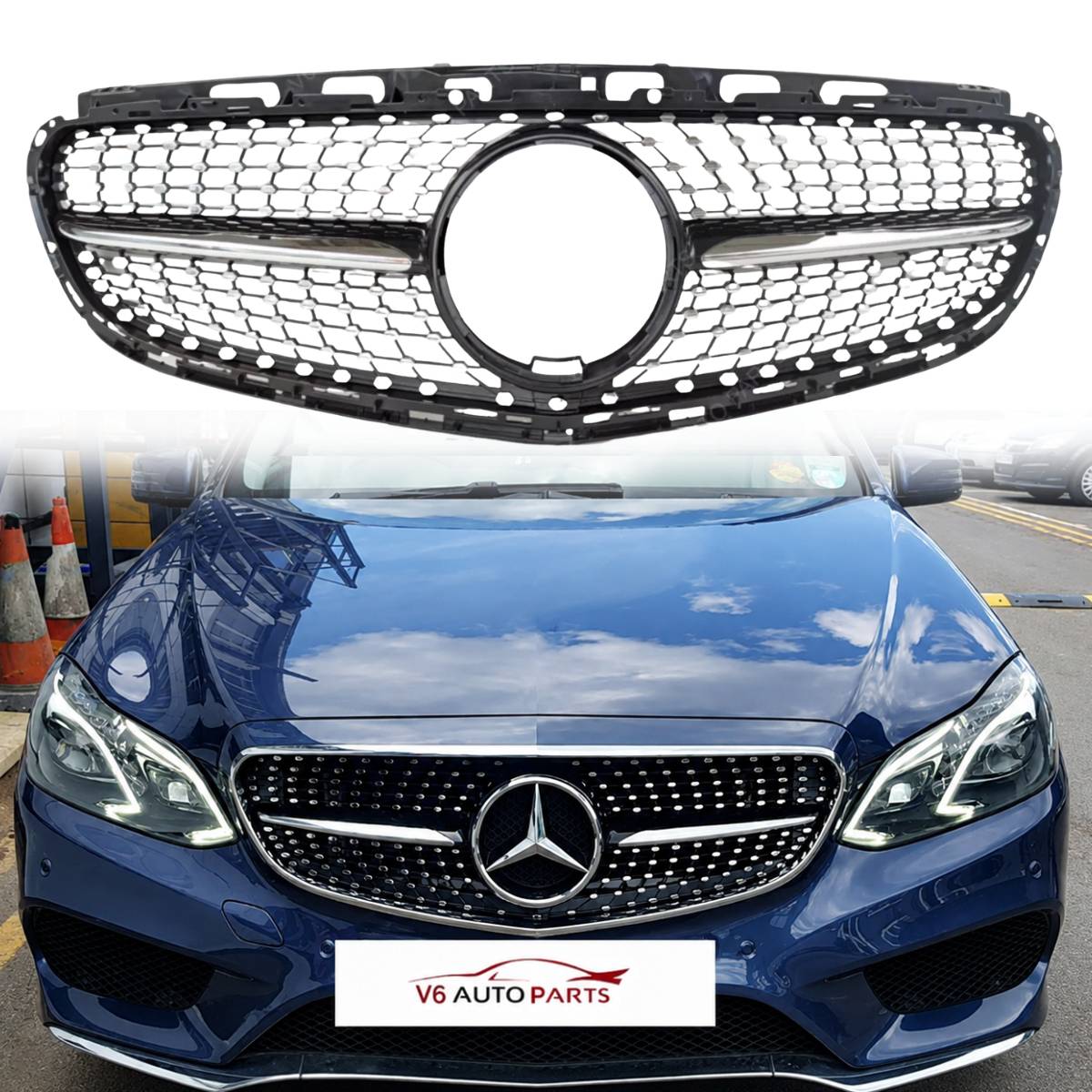 12BF FRONTSTOßSTANGENGRILL FÜR E-KLASSE W212 AVANTGARDE SPORTS AMG LINE MIT KAMERA 